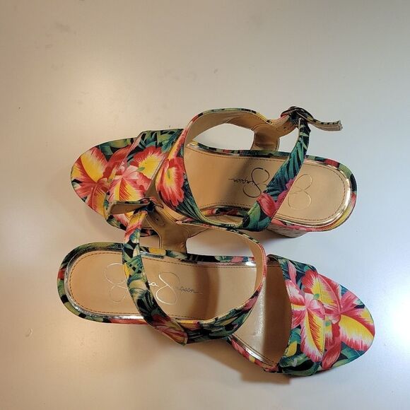 JESSICA SIMPSON JEISHA FLORAL WOMEN"S MULTICOLOR PEEP TOE ANKLE STRAP SANDAL - Picture 8 of 14